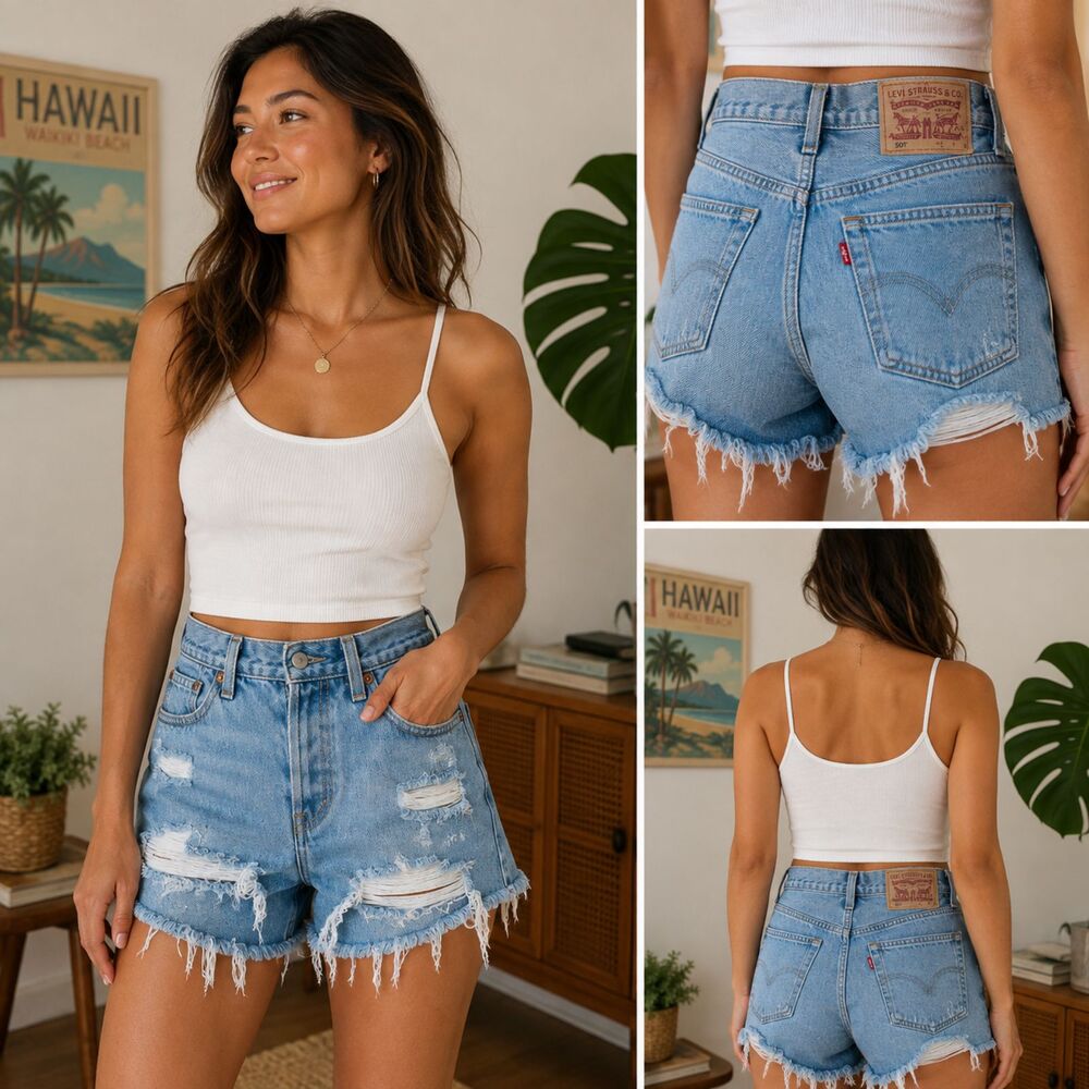 Vintage Levi’s 501 Distressed Denim Cutoff Shorts – Women’s Approx. 28